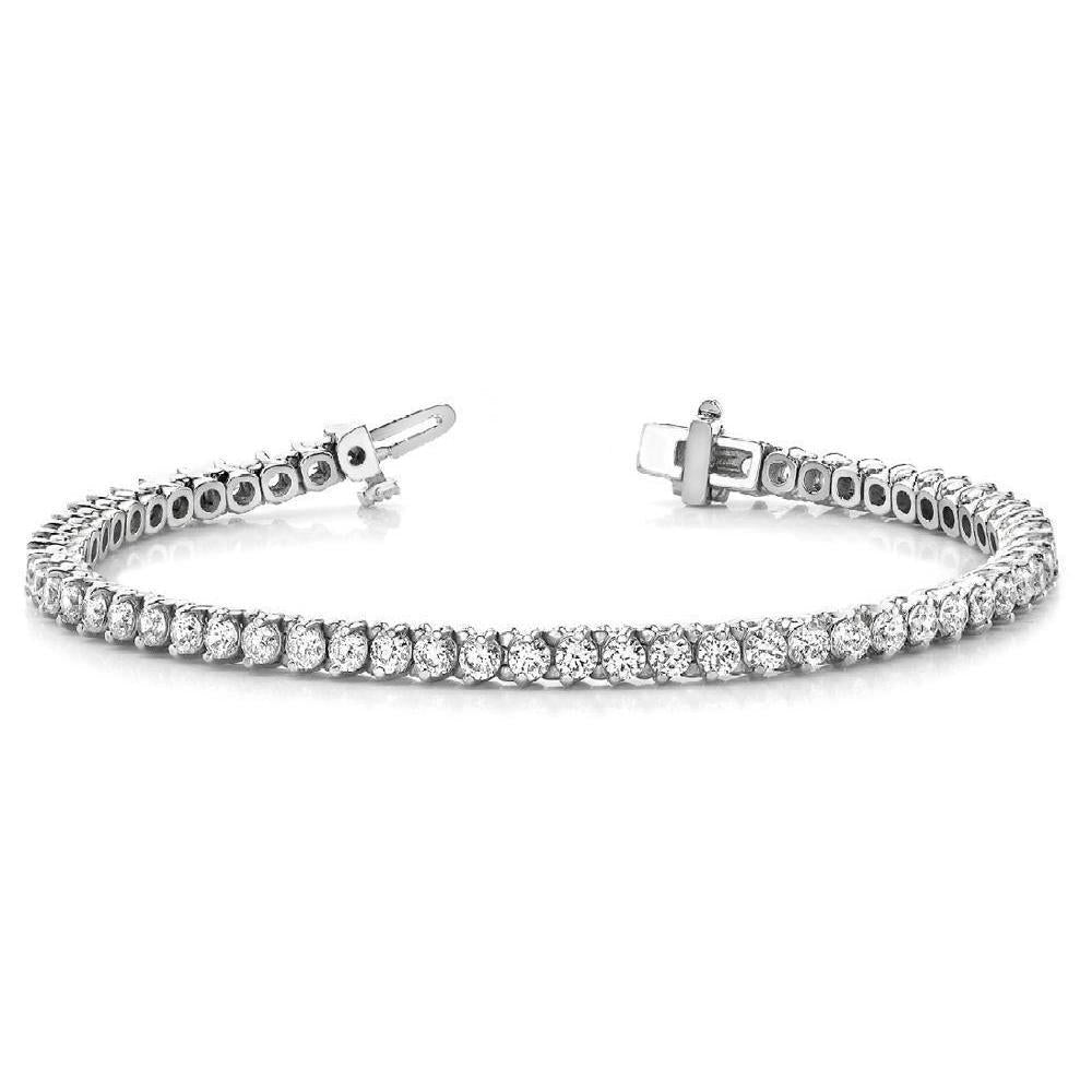 Pulseira de tênis de diamante de corte redondo em ouro branco 14K 6 Ct - harrychadent.pt