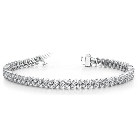 Pulseira de tênis de diamante com corte redondo e joias femininas de ouro branco 6 quilates - harrychadent.pt