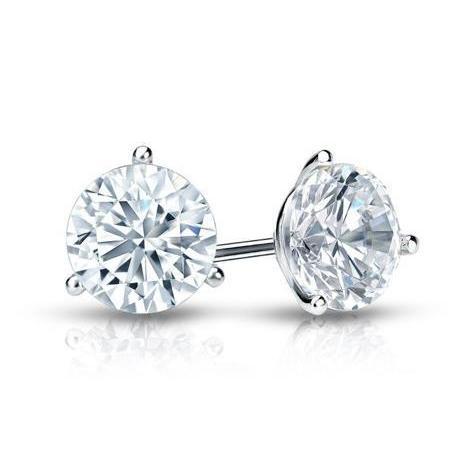 Brincos de diamante com corte redondo e joias finas de ouro branco de 3 ct - harrychadent.pt