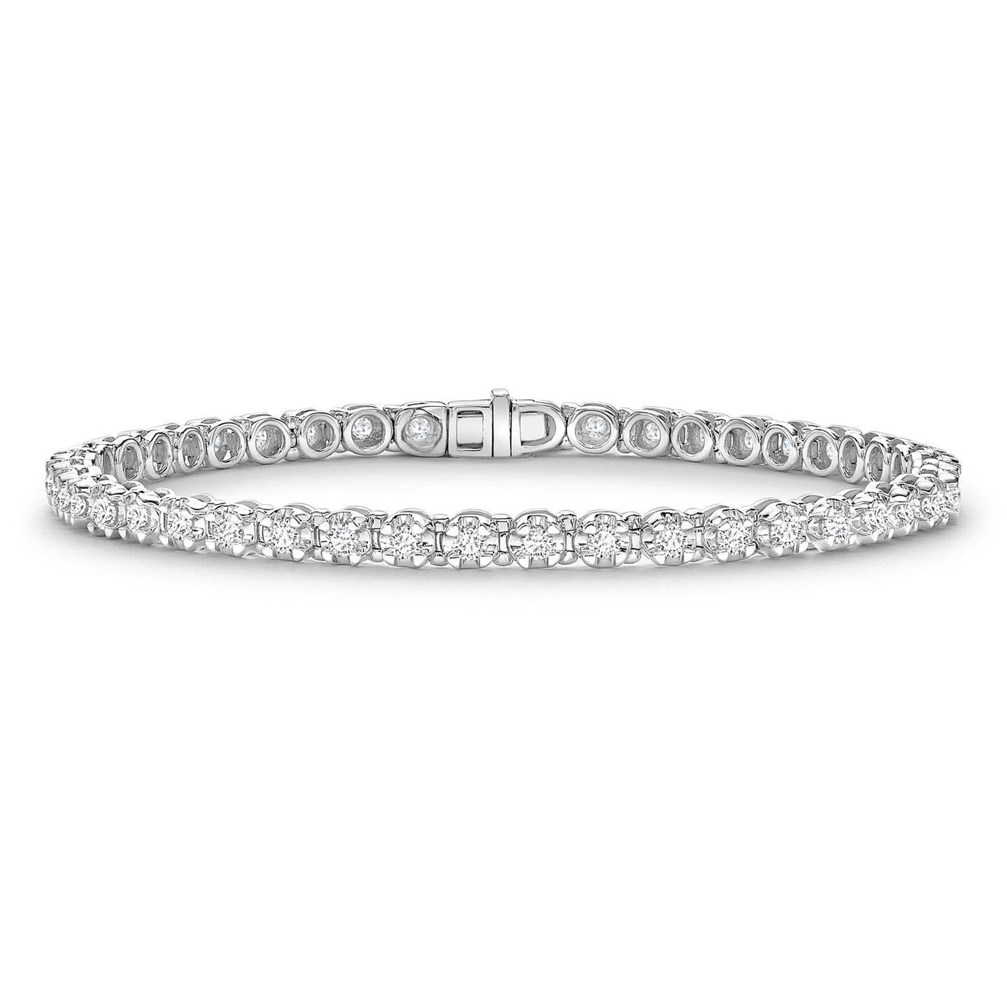 Pulseira de tênis de diamante natural de corte redondo branco 14K em ouro 4.40 quilates - harrychadent.pt