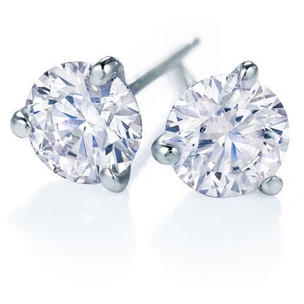 Solitário de corte redondo com pinos de diamante brinco de 2.40 quilates em ouro branco 14K - harrychadent.pt