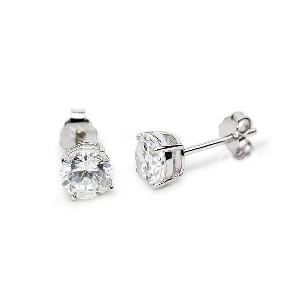 Brincos de pino redondo de corte cintilante de 3.50 quilates de diamantes ouro branco - harrychadent.pt