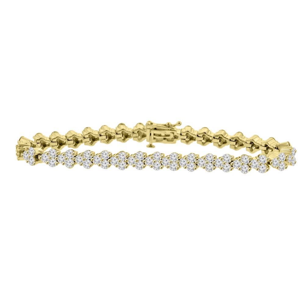 Bracelete de senhora com corte redondo espumante 5 quilates e diamantes YG 14K - harrychadent.pt