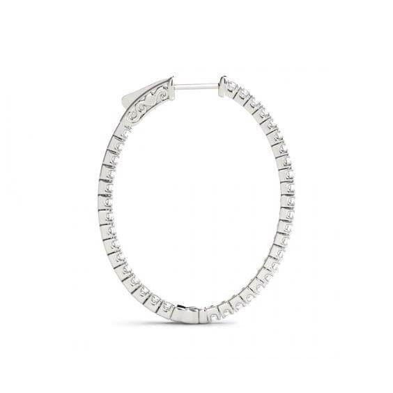 Brincos de argola de diamante redondo de 1.60 quilates em ouro branco - harrychadent.pt