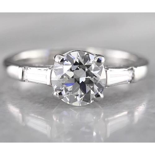 Baguetes de diamante redondo com 3 anéis de pedra em ouro branco 14K 1.60 quilates - harrychadent.pt