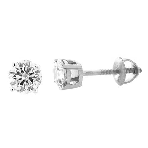 Brinco de pino redondo com corte de diamante 3.50 ct. Joias de ouro branco - harrychadent.pt
