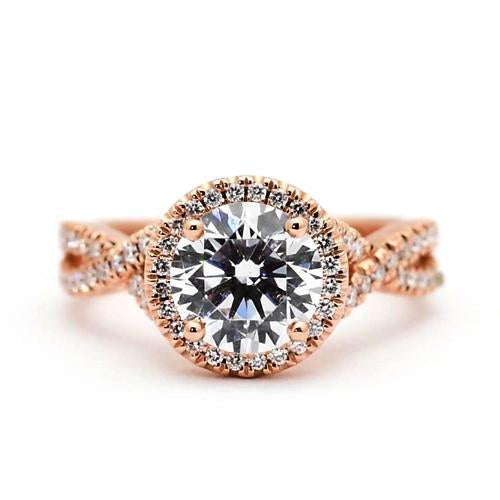 Anel de Noivado de Diamante Redondo - harrychadent.pt