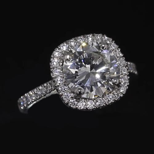Anel de noivado redondo de diamante Halo de 2.75 quilates em ouro branco 14K - harrychadent.pt