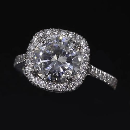 Anel de noivado redondo de diamante Halo de 2.75 quilates em ouro branco 14K - harrychadent.pt