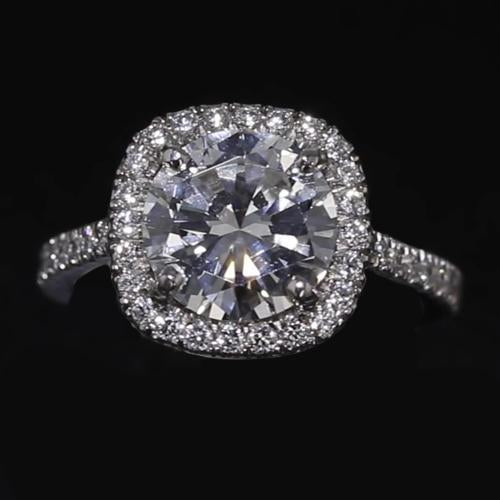 Anel de noivado redondo de diamante Halo de 2.75 quilates em ouro branco 14K - harrychadent.pt