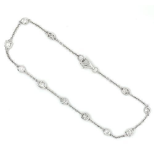 Pulseira redonda de diamante de 3,30 quilates 11 pedras em ouro branco 14K - harrychadent.pt