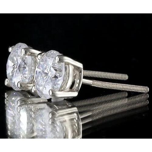 Conjunto de cesta de brinco com pino redondo de diamante ouro branco 14K G Si1 - harrychadent.pt