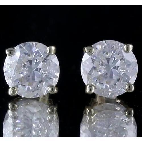 Conjunto de cesta de brinco com pino redondo de diamante ouro branco 14K G Si1 - harrychadent.pt