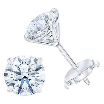 Par de brinco de diamante redondo com pino de ouro branco de 2.40 ct 14K joias finas - harrychadent.pt
