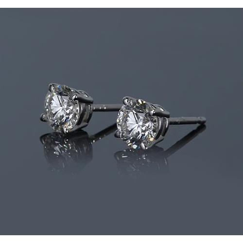 Brincos de diamante redondos e joias de ouro branco 14K de 1 quilate - harrychadent.pt