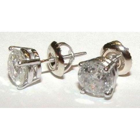 Brincos de diamante redondos com 2.20 ct. Ouro Branco 14K Sólido - harrychadent.pt