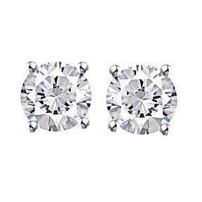 Brincos de diamante redondo de 4 quilates e quatro pontas em ouro branco 14K - harrychadent.pt