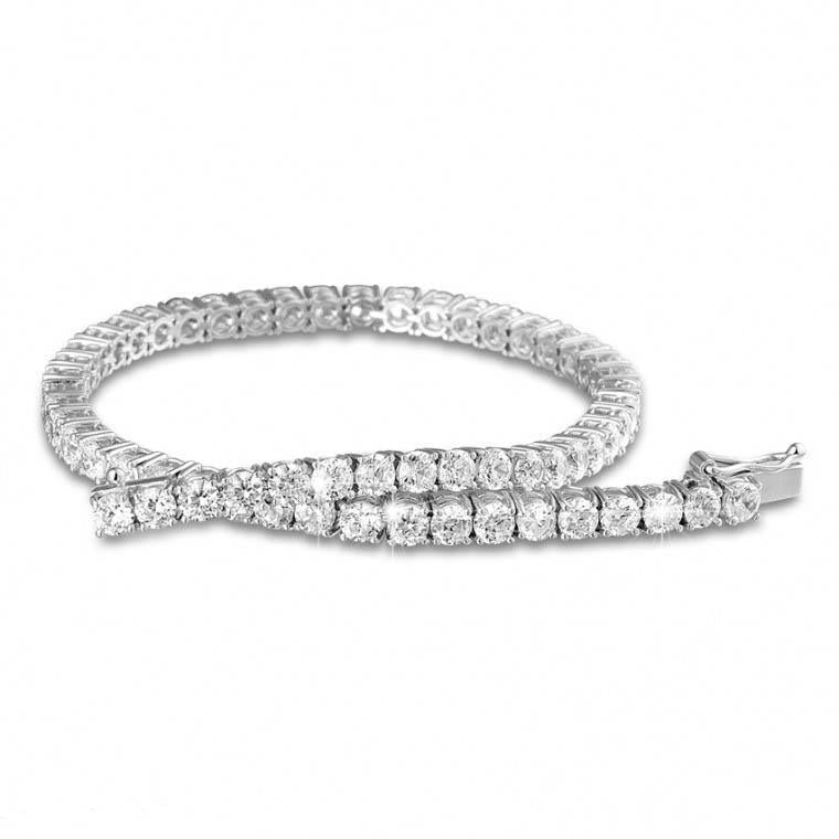 Pulseira redonda de diamante de tênis de 3.60 quilates em ouro branco 14K - harrychadent.pt