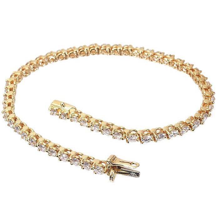 Pulseira redonda de diamante de tênis 57 pedras 4.56 ct. YG 14K - harrychadent.pt