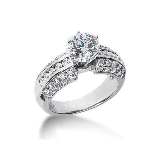 Anel de aniversário de diamantes redondos de 2,25 quilates em ouro branco 14K - harrychadent.pt