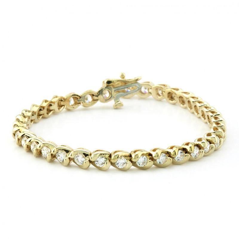 Pulseira de tênis redondo de diamantes básicos 14K ouro amarelo 6 quilates - harrychadent.pt