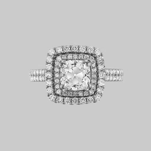 Almofada redonda Halo Old Mine Cut Diamond noivado anel 4.50 quilates - harrychadent.pt