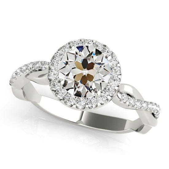 Conjunto de Pavimento de Anel de Diamante de Mineiro Antigo Redondo Halo Infinity Shank 3.50 quilates - harrychadent.pt