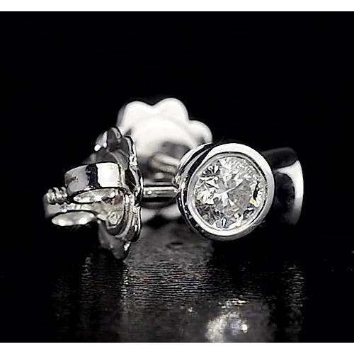 Brinco redondo de diamante com pino e moldura de 1.50 quilates em ouro branco 14K F Vs1 - harrychadent.pt
