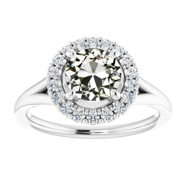 Anel redondo de diamante antigo corte halo com haste dividida 3.75 quilates - harrychadent.pt