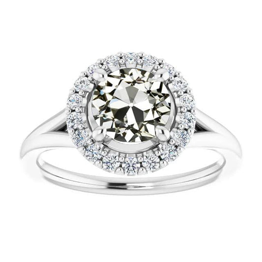 Anel redondo de diamante antigo corte halo com haste dividida 3.75 quilates - harrychadent.pt