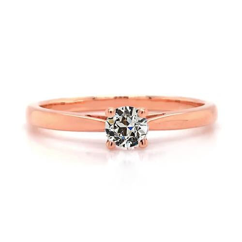 Anel de diamante redondo antigo corte solitário com haste cônica de 0.75 quilates - harrychadent.pt