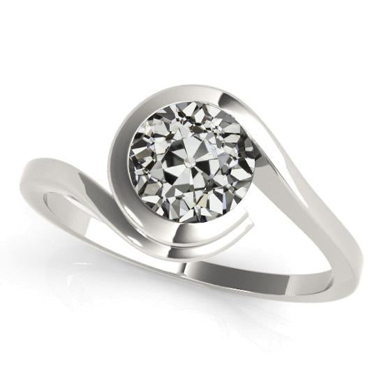 Solitário de diamante redondo antigo com anel torcido de 2 quilates - harrychadent.pt