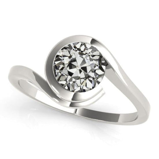 Solitário de diamante redondo antigo com anel torcido de 2 quilates - harrychadent.pt