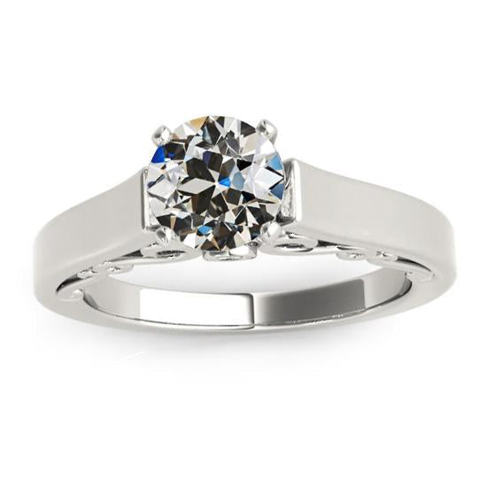 Conjunto de pinos redondos de diamante com anel de solitário de diamante antigo de 1.50 quilates - harrychadent.pt