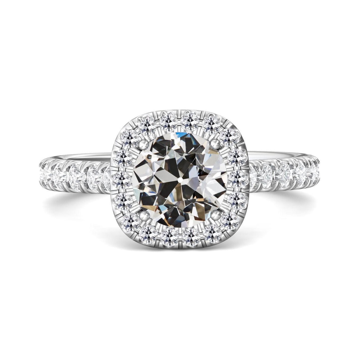 Anel de halo de diamante redondo antigo corte 14K ouro joias de 5 quilates - harrychadent.pt