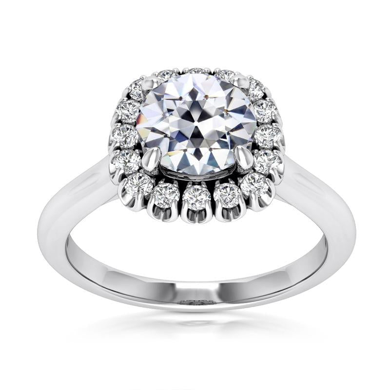 Anel de aniversário redondo de diamante antigo de minerador com halo de ouro 5.75 quilates - harrychadent.pt