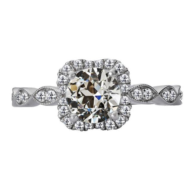 Anel de aniversário redondo do halo de diamante antigo de mineiro 4.50 quilates - harrychadent.pt