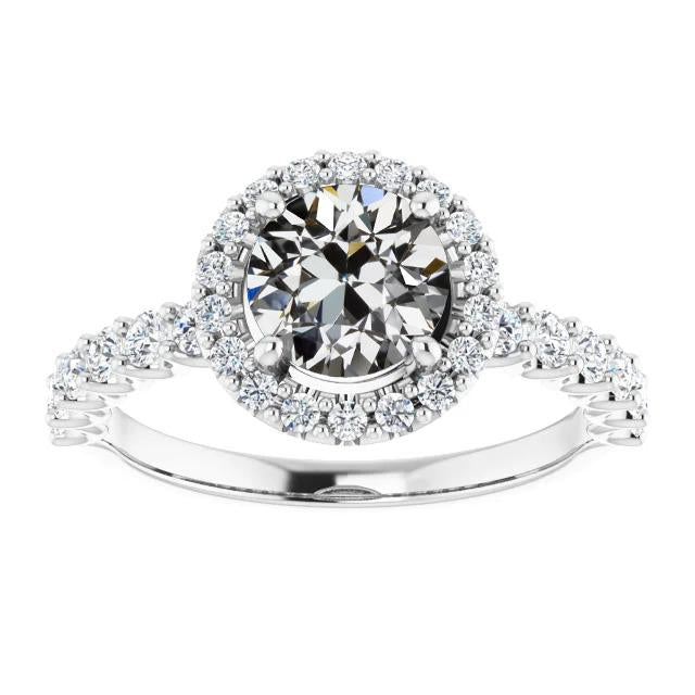 Anel de diamante redondo de minerador antigo anel de halo de ouro conjunto de 4.25 quilates - harrychadent.pt