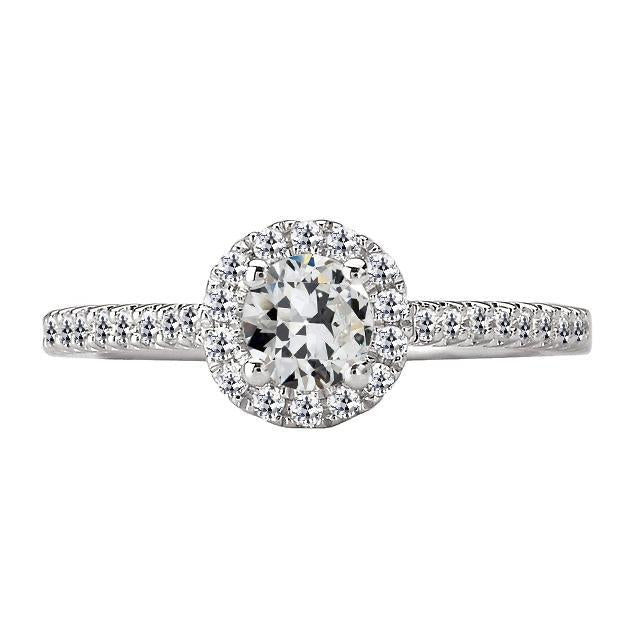 Anel de halo de diamante redondo antigo de mineiro com detalhes em joias de ouro 4 quilates - harrychadent.pt