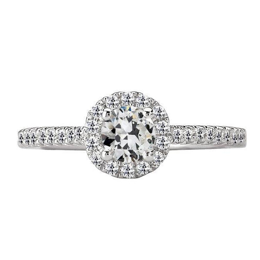 Anel de halo de diamante redondo antigo de mineiro com detalhes em joias de ouro 4 quilates - harrychadent.pt