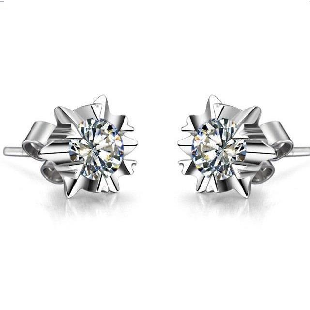 Solitário redondo de diamantes e joias com brinco de 2 ct. 14K White Gold - harrychadent.pt