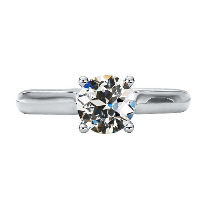 Anel de paciência redondo antigo de mina cortada com pino de diamante conjunto de 2 quilates - harrychadent.pt