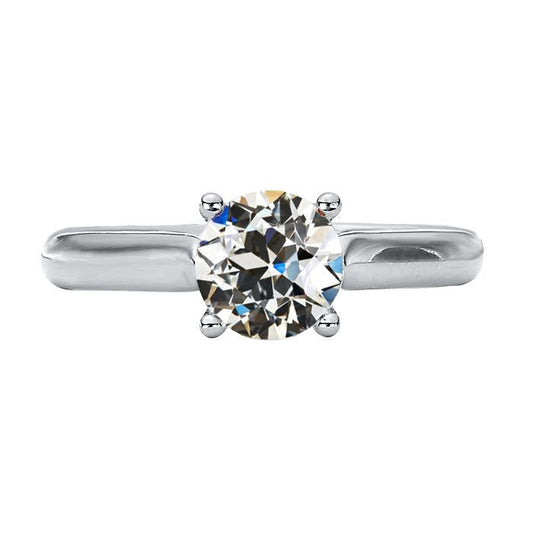 Anel de paciência redondo antigo de mina cortada com pino de diamante conjunto de 2 quilates - harrychadent.pt