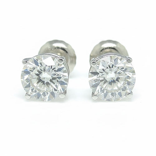 Round Shaped Stud Diamond Women Earrings 4 Carats White Gold 14K