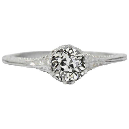 Solitaire Anniversary Ring Round Old European European Diamond 2 quilates de ouro - harrychadent.pt