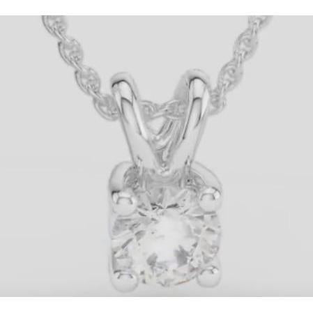Solitaire Diamond Pendant 2 ct ouro branco 14K conjunto de pontas redondas de diamante - harrychadent.pt