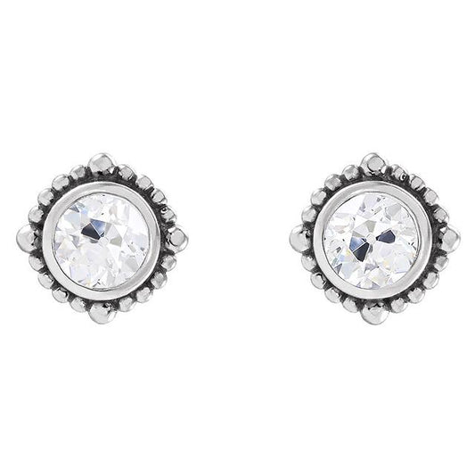Solitaire Diamond Studs Round Old Miner 3 Quilates Push Backs Center Stone Setting: Bezel Set - harrychadent.pt