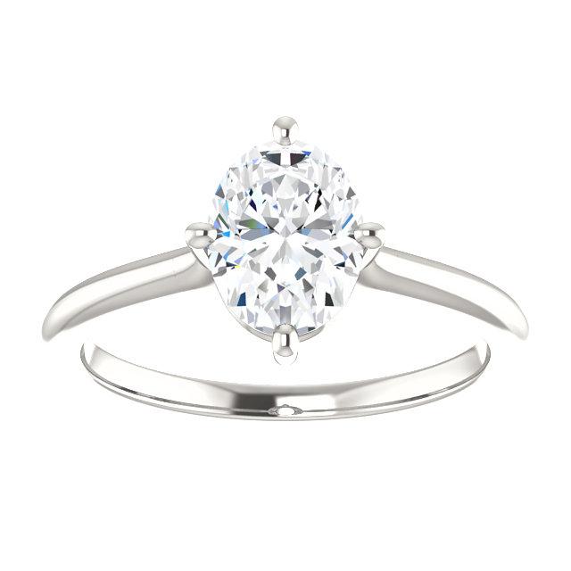 Solitaire Oval Diamond Ring 4 quilates 4 pinos com configuração ouro branco 14K - harrychadent.pt