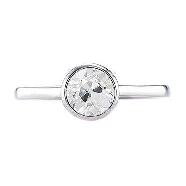 Anel Solitaire Bezel Set Round Old Miner Diamond 1 Quilate White Gold - harrychadent.pt