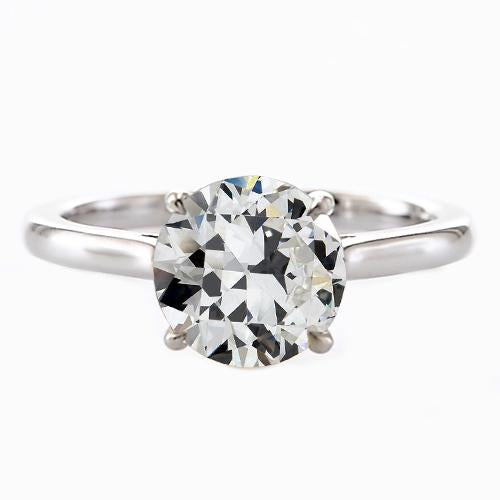 Anel Solitaire Old Cut Redondo Diamante 14K Branco Jóias de Ouro 2 Quilates - harrychadent.pt